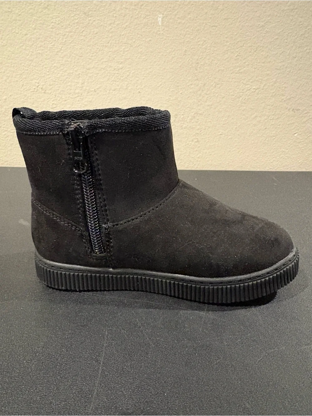 Cat & Jack Girls Arlo Zipper Shearling Style Black Boots Toddler Infant Size 5